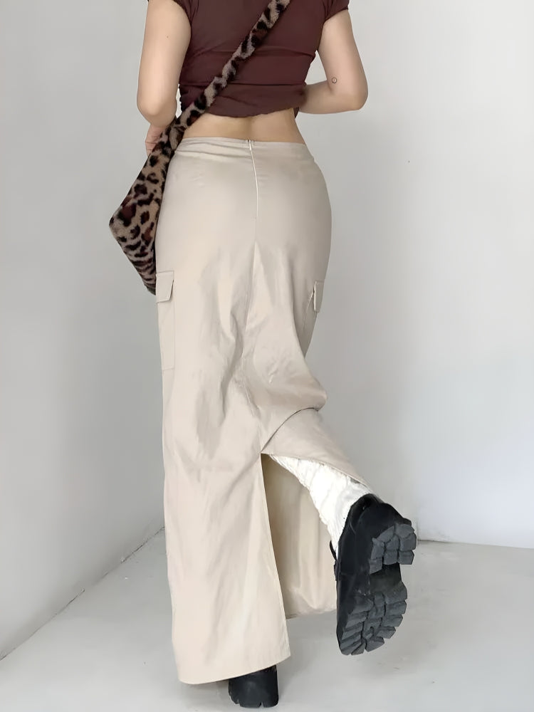 Style Core Aesthetics, New Style Trends - Drawstring Waist Parachute Maxi Skirt