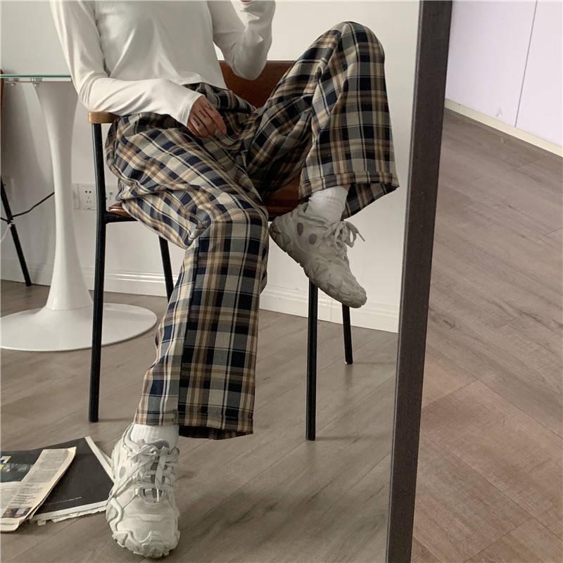 Style Core Aesthetics, New Style Trends - Elasticated Waist Checkered Sweatpants