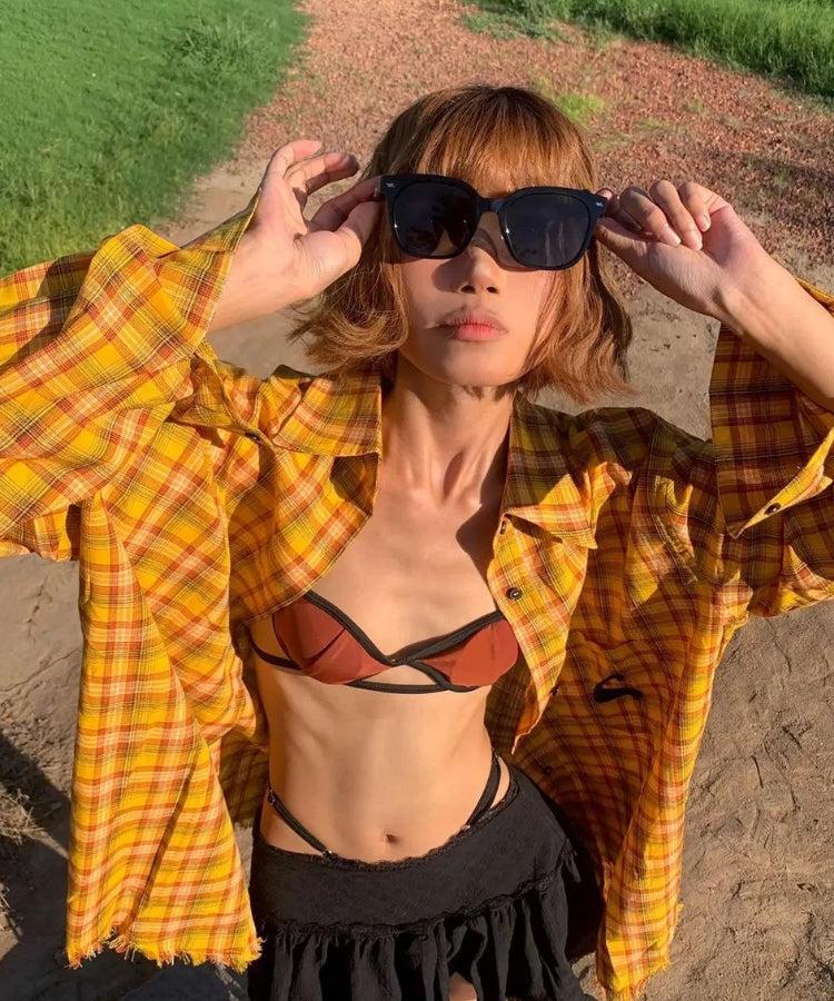 Style Core Aesthetics, New Style Trends - Embroidered Tasseled Plaid Shirt