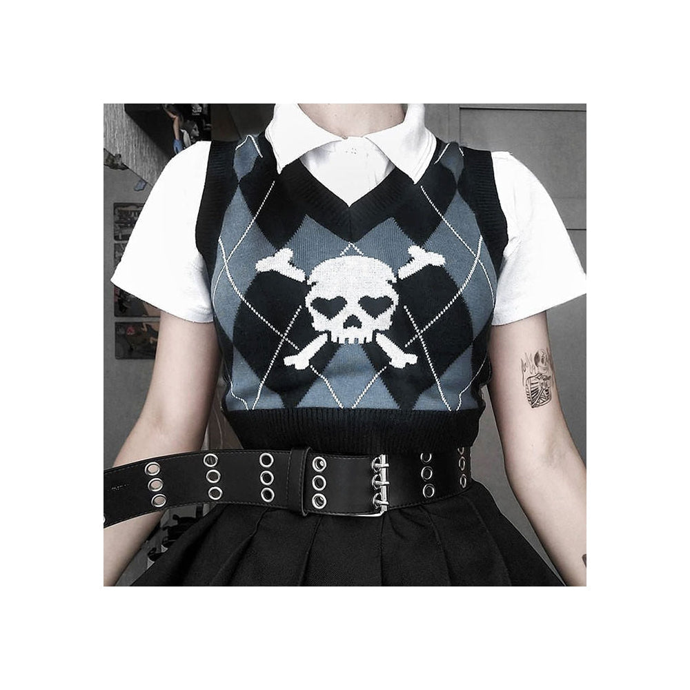 Style Core Aesthetics, New Style Trends - Emo Aesthetic Argyle Vest