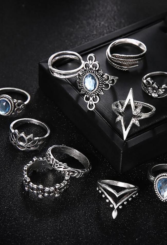 Style Core Aesthetics, New Style Trends - Ensemble de 11 pièces de pierres précieuses étoilées vintage sculptées