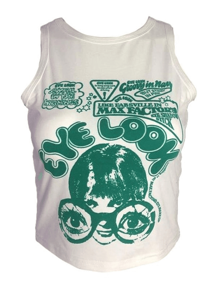 Style Core Aesthetics, New Style Trends - Eye Look Graphic Crop Tank Top