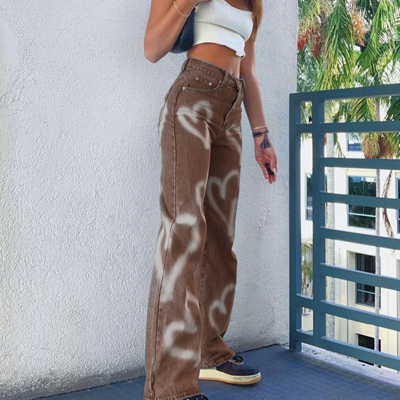 Style Core Aesthetics, New Style Trends - F235 Heart Pattern Denim
