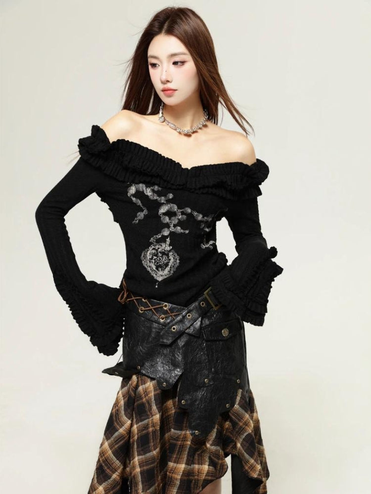 Style Core Aesthetics, New Style Trends - Fairy Grunge Cut Out Shoulder Top