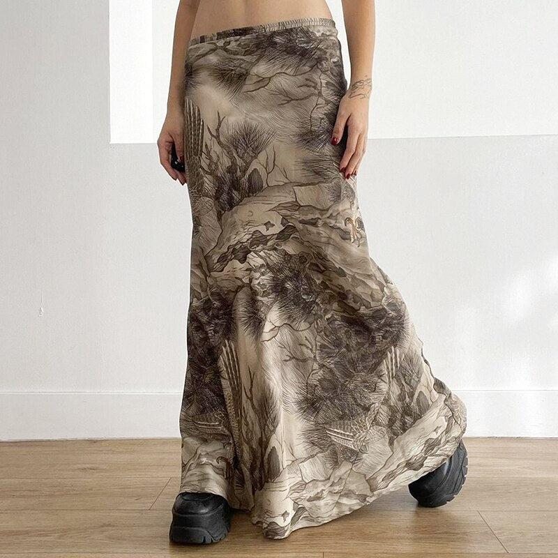 Style Core Aesthetics, New Style Trends - Fairy Grunge Forest Maxi Skirt