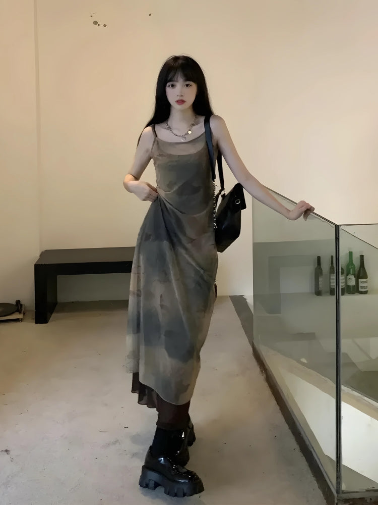 Style Core Aesthetics, New Style Trends - Fairy Grunge Forest Midi Dress