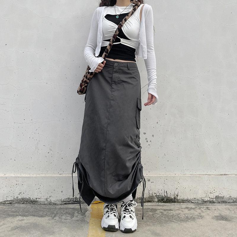 Style Core Aesthetics, New Style Trends - Fairy Grunge Parachute Maxi Skirt