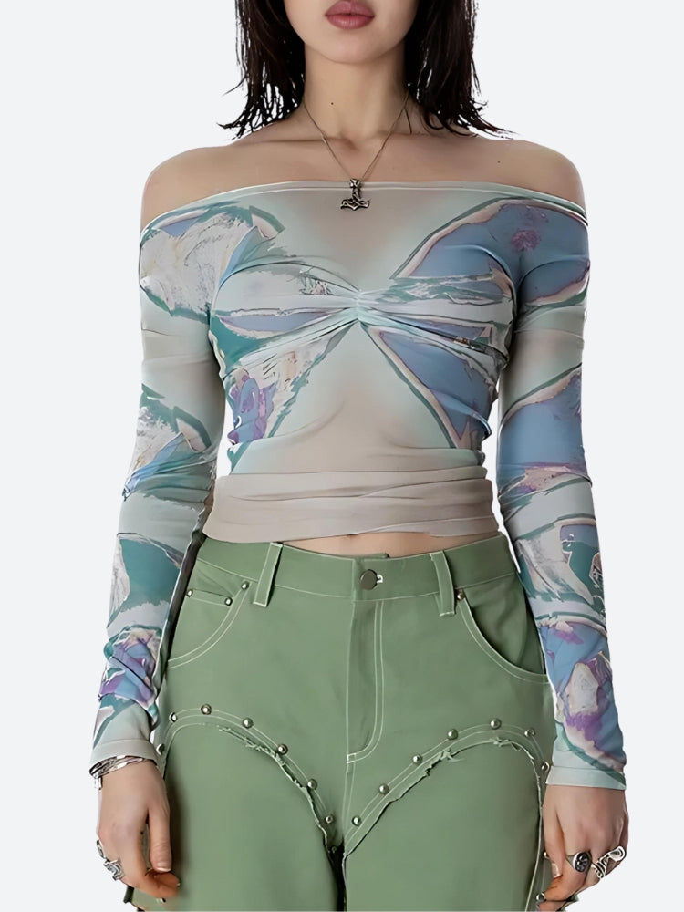 Style Core Aesthetics, New Style Trends - Fairycore Butterfly Mesh Top