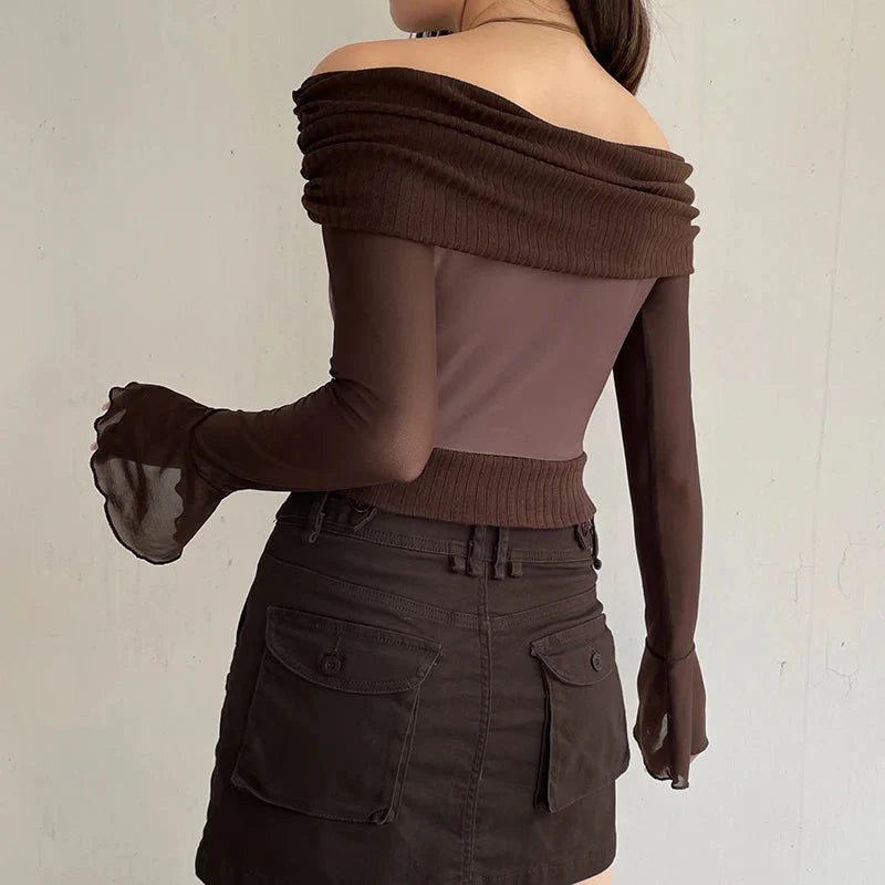 Style Core Aesthetics, New Style Trends - Fairycore Butterfly Ruched Off Shoulder Top