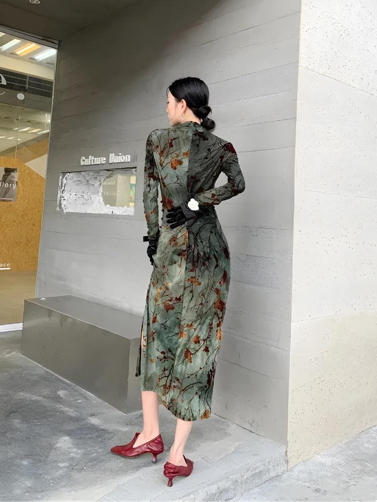 Style Core Aesthetics, New Style Trends - Fairycore Floral Slit Qipao Mini Dress