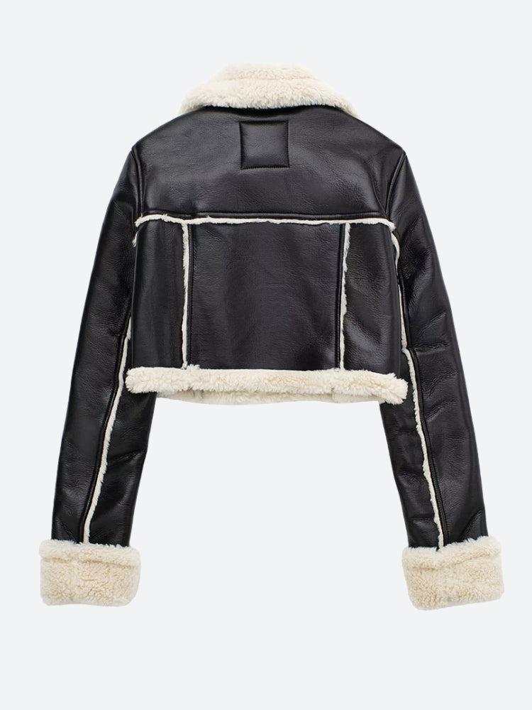 Style Core Aesthetics, New Style Trends - Faux Fur Lined Biker Jacket