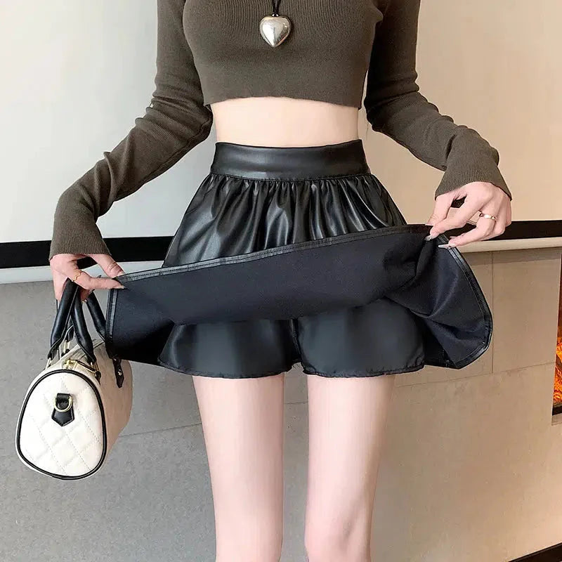 Style Core Aesthetics, New Style Trends - Faux Leather A-Line Mini Skirt