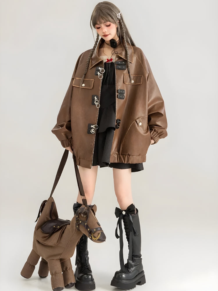 Style Core Aesthetics, New Style Trends - Faux Leather Oversized Jacket