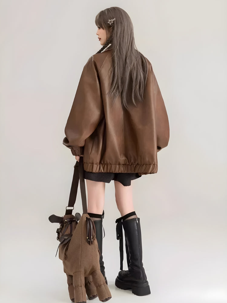Style Core Aesthetics, New Style Trends - Faux Leather Oversized Jacket