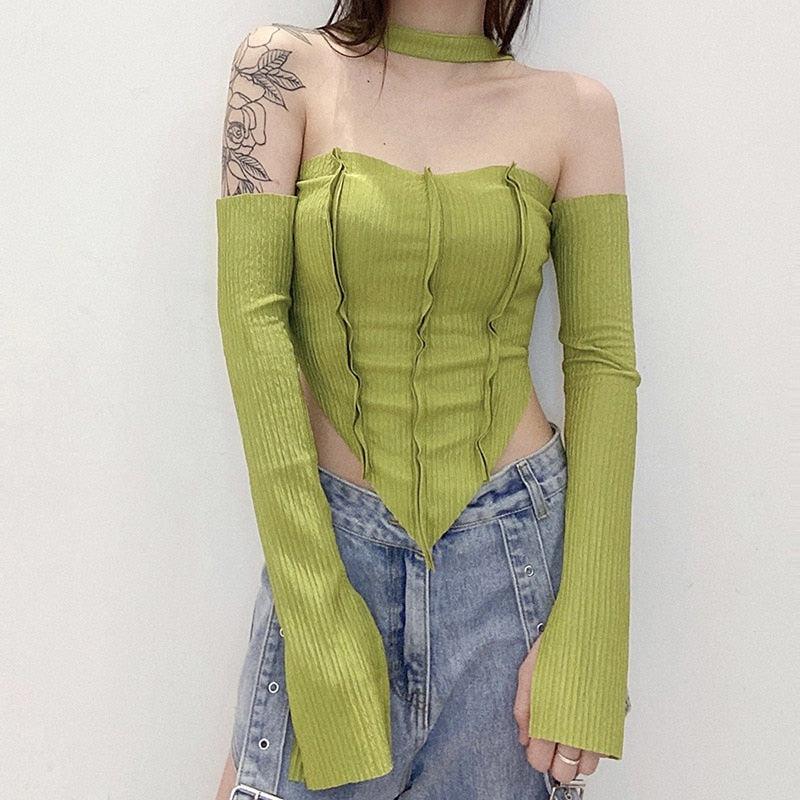 Style Core Aesthetics, New Style Trends - Flare Sleeved Halter Top