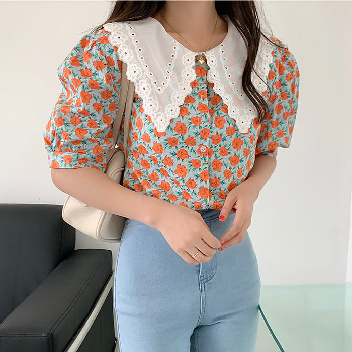 Style Core Aesthetics, New Style Trends - Floral Collar Shirt