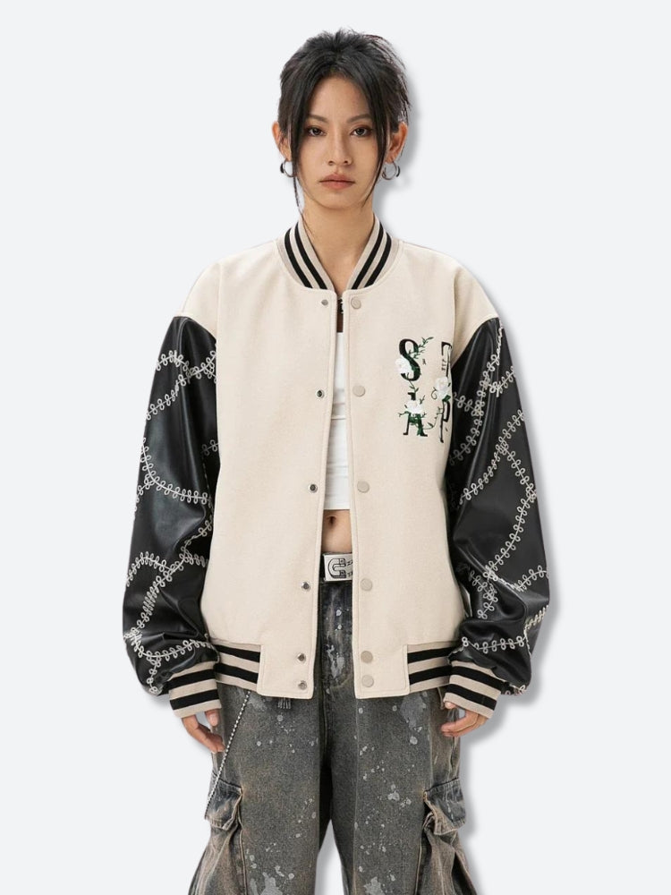 Style Core Aesthetics, New Style Trends - Floral Embroidered Bomber Jacket