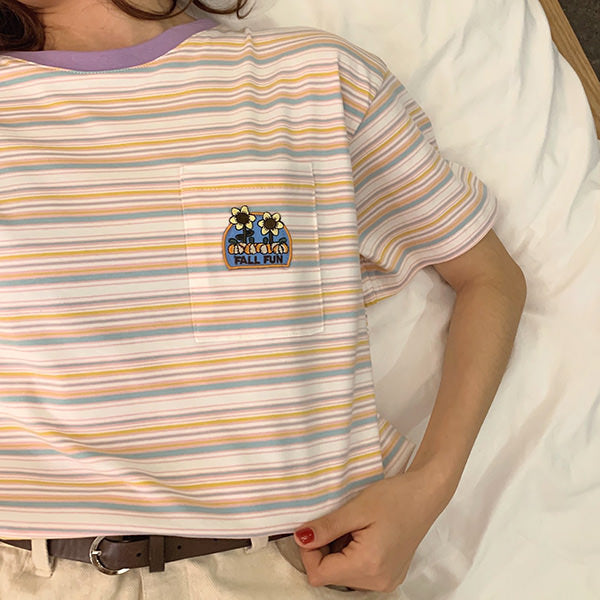 Style Core Aesthetics, New Style Trends - Flower Striped Tee