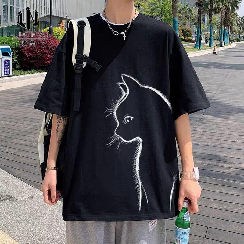 Style Core Aesthetics, New Style Trends - Front Printed Cat Tee