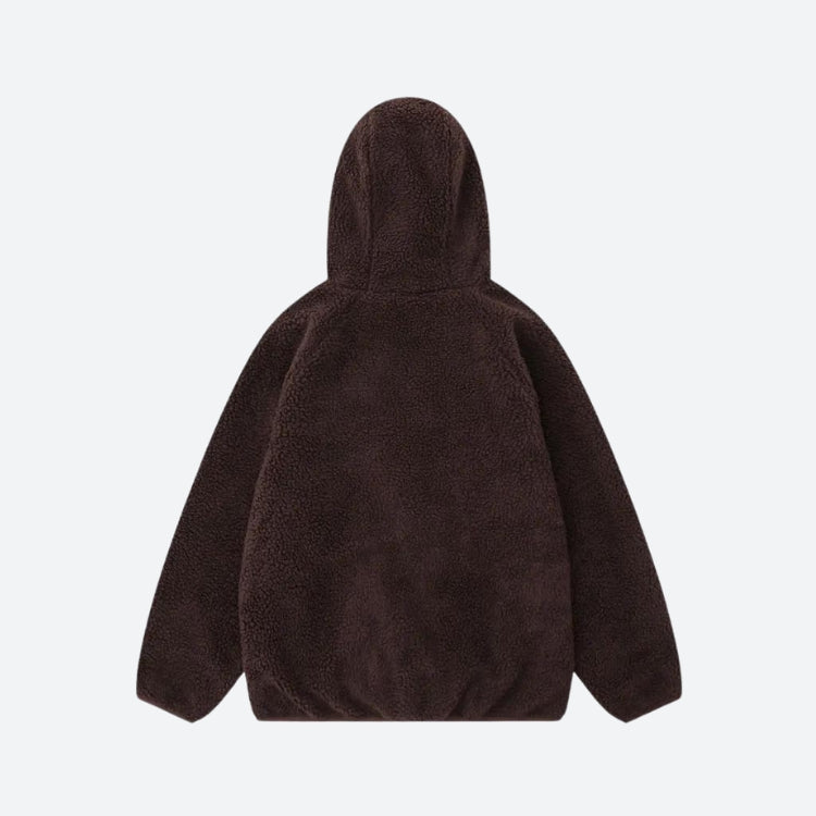 Style Core Aesthetics, New Style Trends - Funnel Neck Zip-Up Teddy Hoodie
