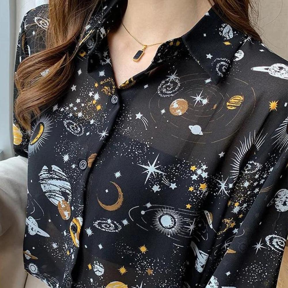 Style Core Aesthetics, New Style Trends - Galaxy Chiffon Shirt