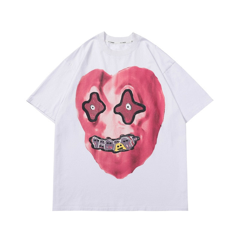 Style Core Aesthetics, New Style Trends - 'Gorgon' Acid Washed Graphic Print Cotton T-Shirt