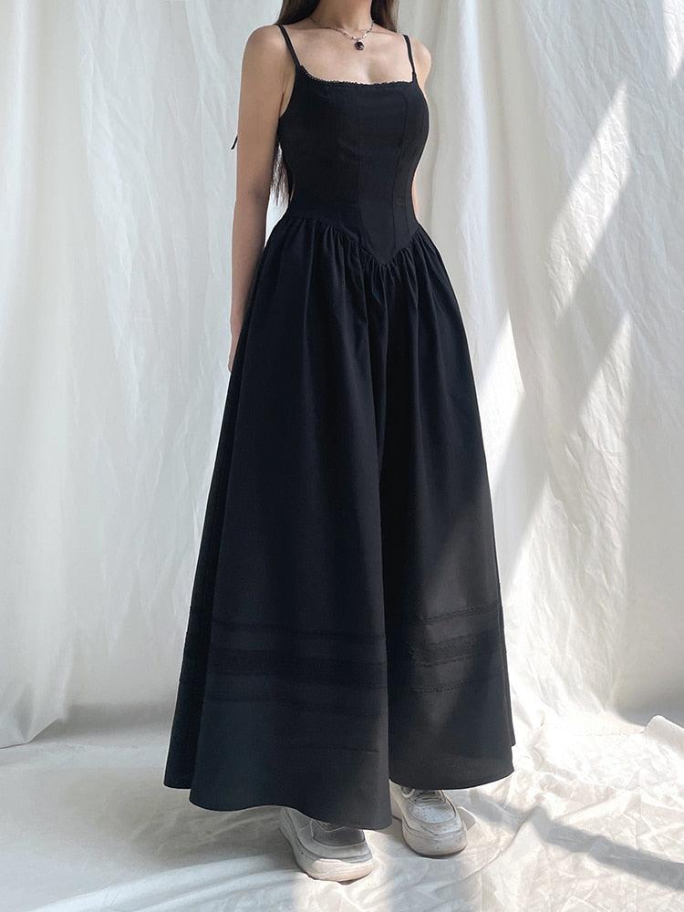 Style Core Aesthetics, New Style Trends - Goth Strap Maxi Dress
