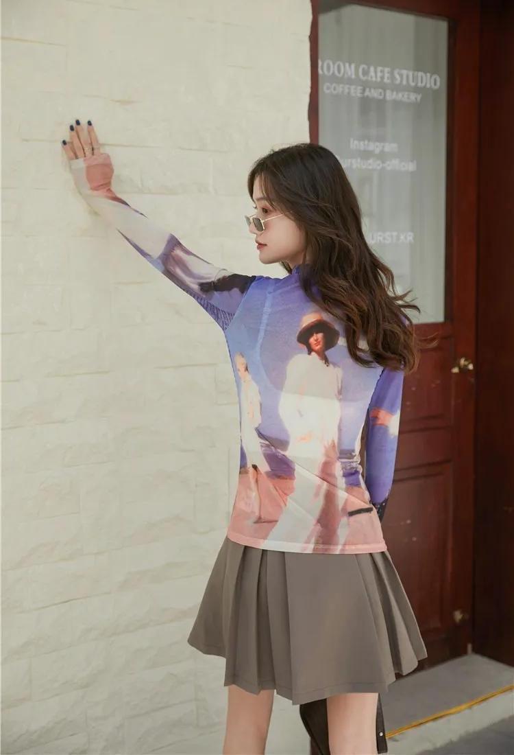 Style Core Aesthetics, New Style Trends - Graphic Women Printed Mesh Top