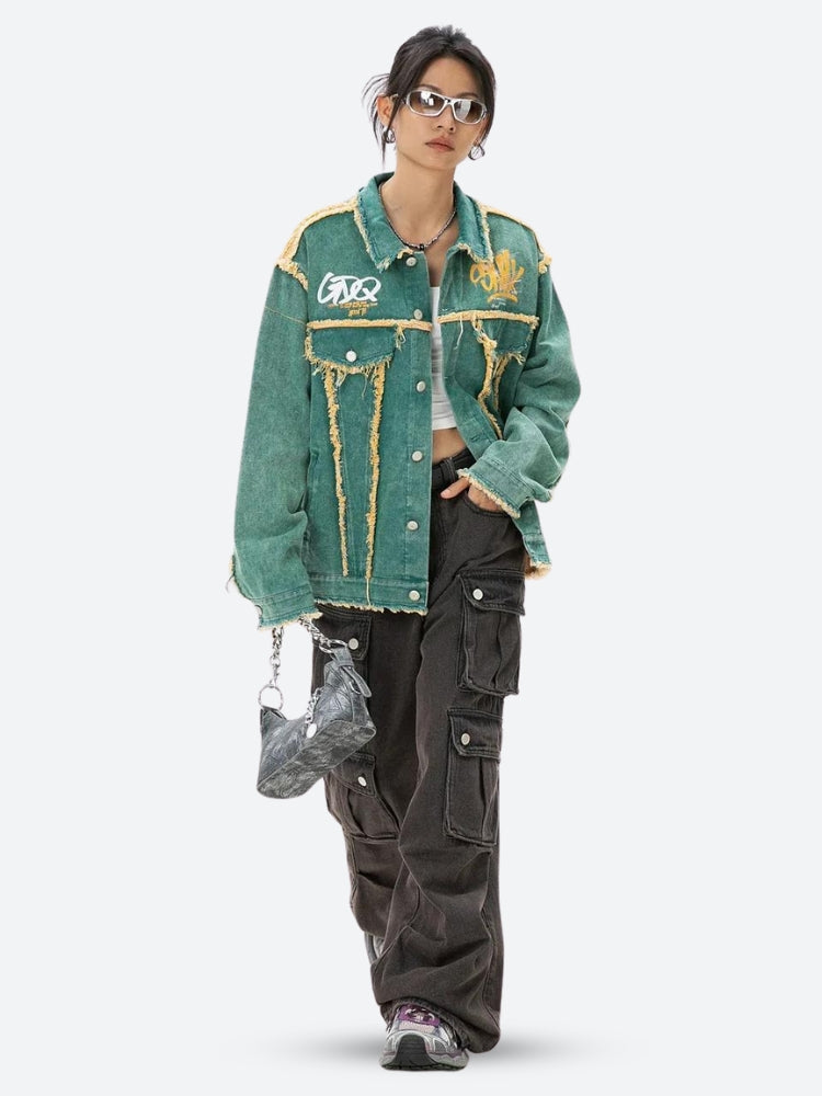 Style Core Aesthetics, New Style Trends - Green Denim Jacket