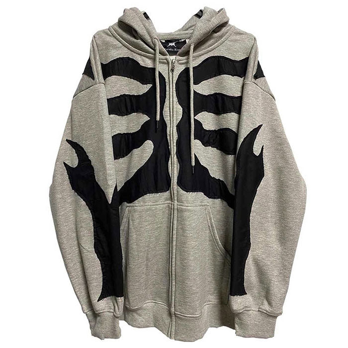 Style Core Aesthetics, New Style Trends - Grey Skeleton Hoodie