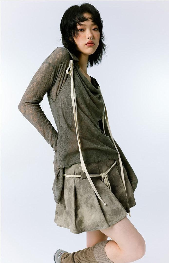Style Core Aesthetics, New Style Trends - Grunge Asymmetric Long Sleeve Lace Top