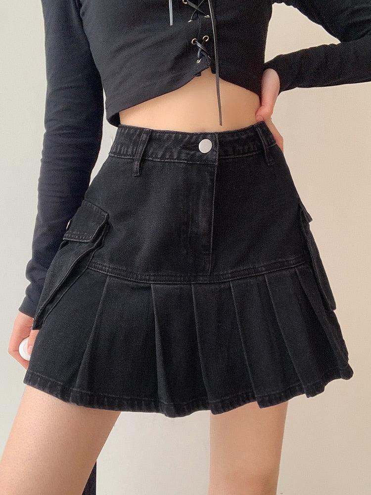Style Core Aesthetics, New Style Trends - Grunge Cargo Denim Mini Skirt