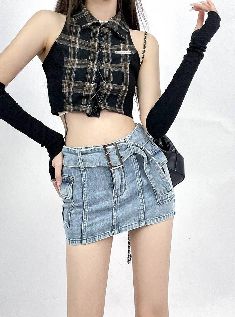 Style Core Aesthetics, New Style Trends - Grunge Cargo Jean Mini Skort