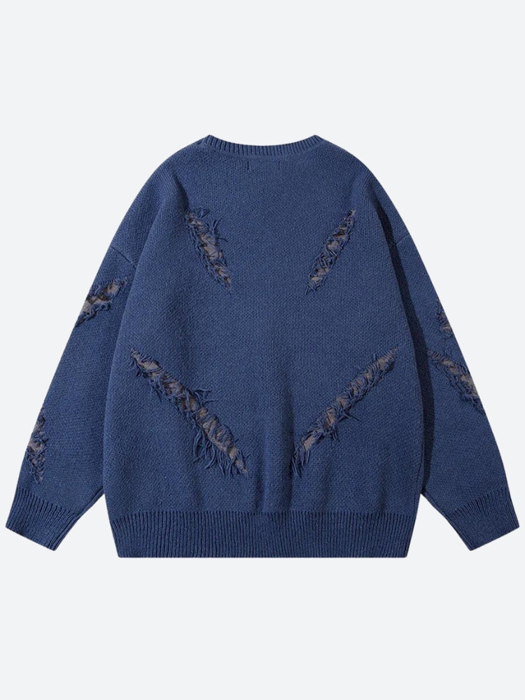 Style Core Aesthetics, New Style Trends - Grunge Claw Distressed Knitted Sweater