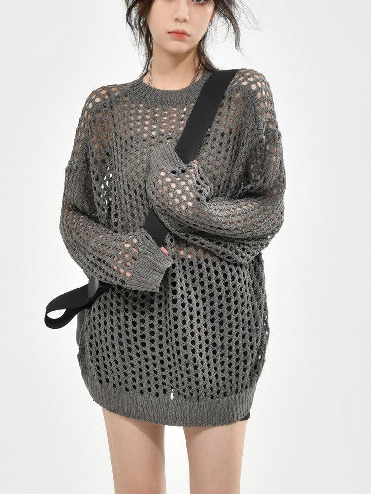 Style Core Aesthetics, New Style Trends - Grunge Crochet Knit Sweater