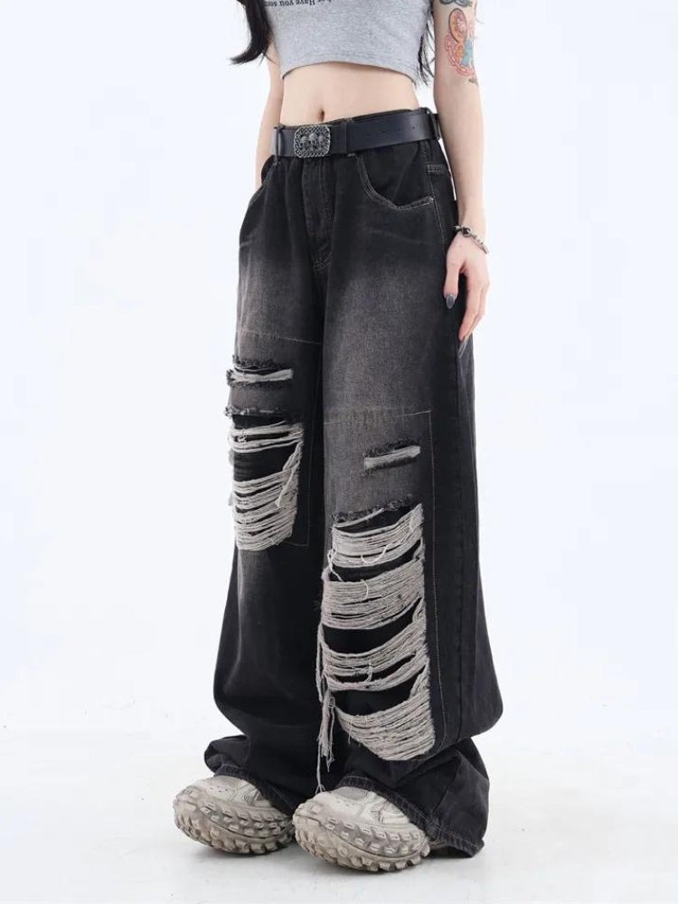 Style Core Aesthetics, New Style Trends - Grunge Dark Wash Distressed Jeans