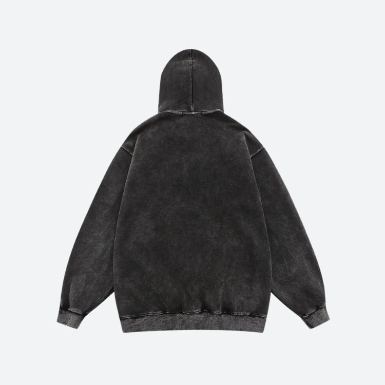 Style Core Aesthetics, New Style Trends - Grunge Dark Washed Embroidered Hoodie