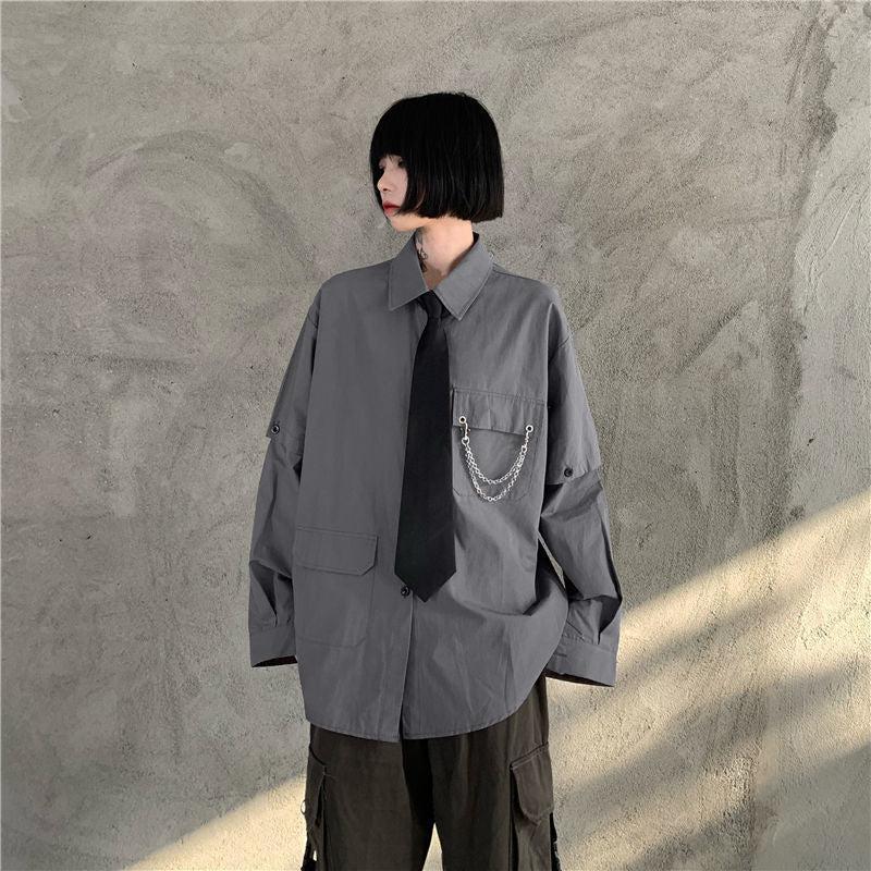 Style Core Aesthetics, New Style Trends - Grunge Detachable Sleeve Shirt