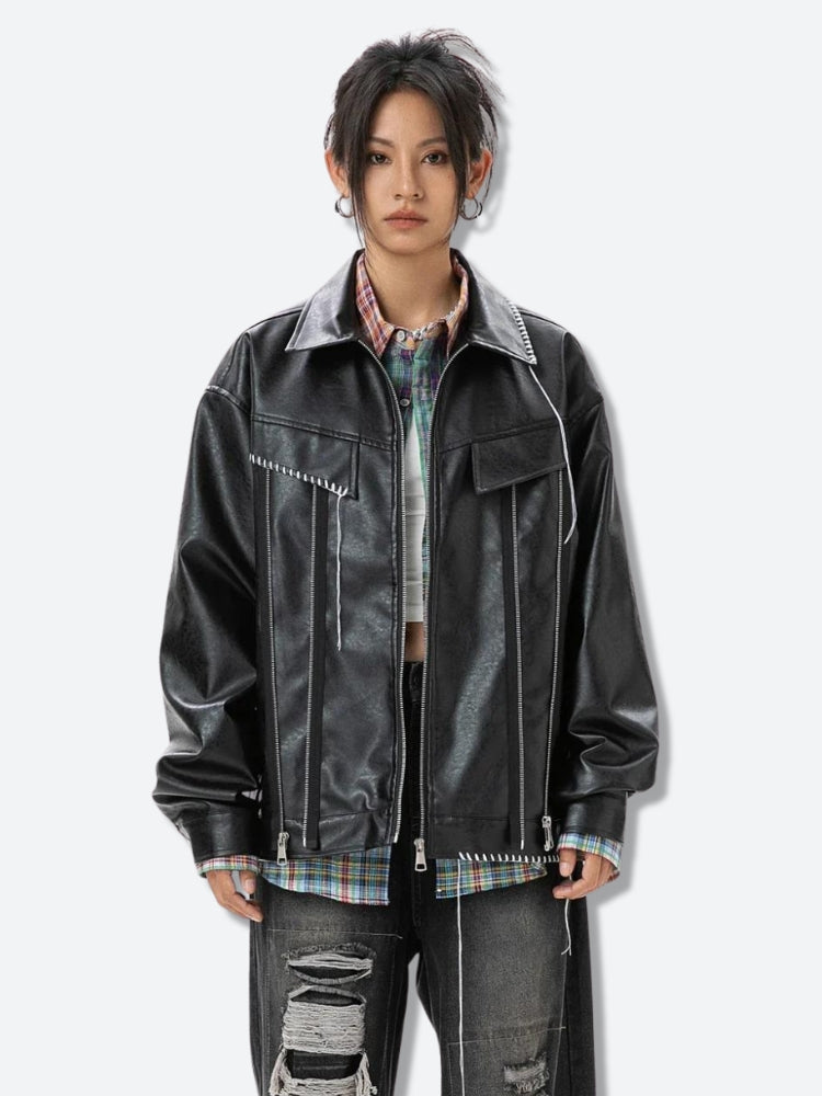 Style Core Aesthetics, New Style Trends - Grunge Faux Leather Jacket