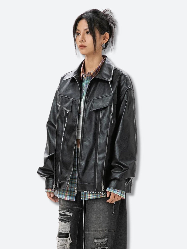 Style Core Aesthetics, New Style Trends - Grunge Faux Leather Jacket