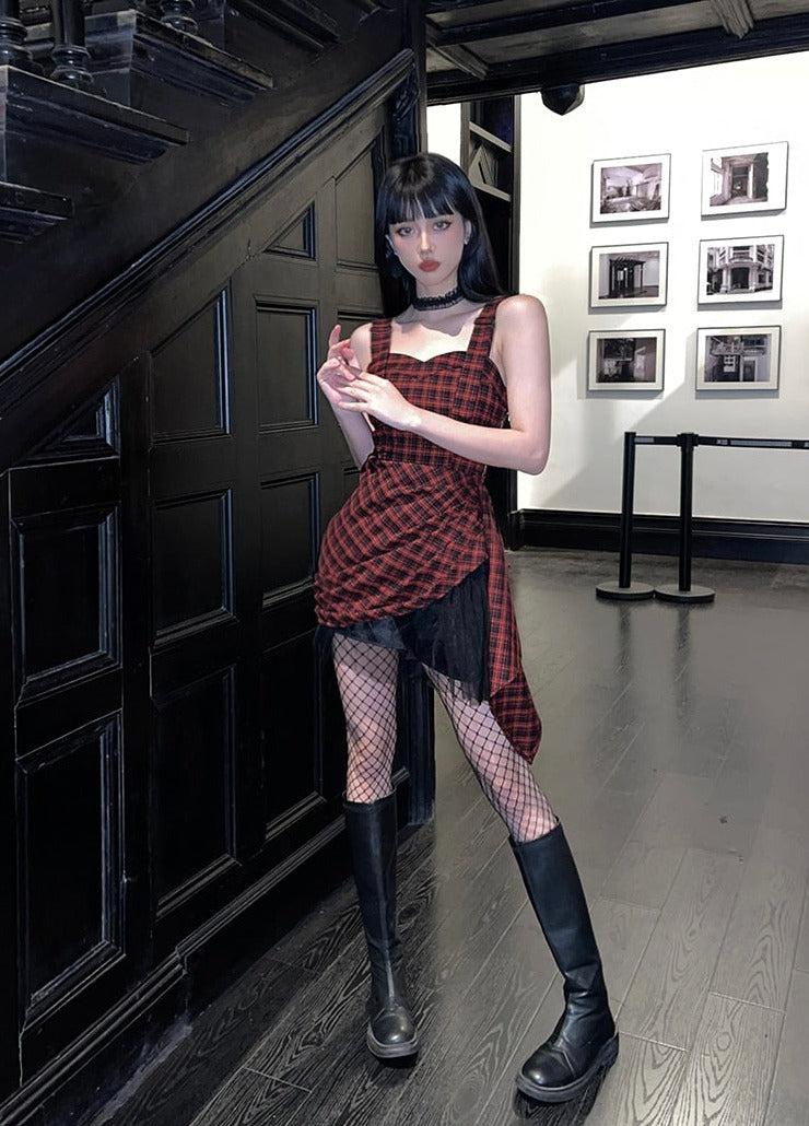 Style Core Aesthetics, New Style Trends - Grunge Plaid Mini Dress