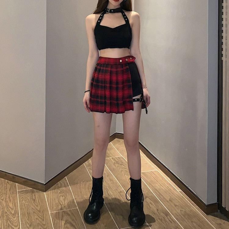 Style Core Aesthetics, New Style Trends - Grunge Plaid Mini Skort