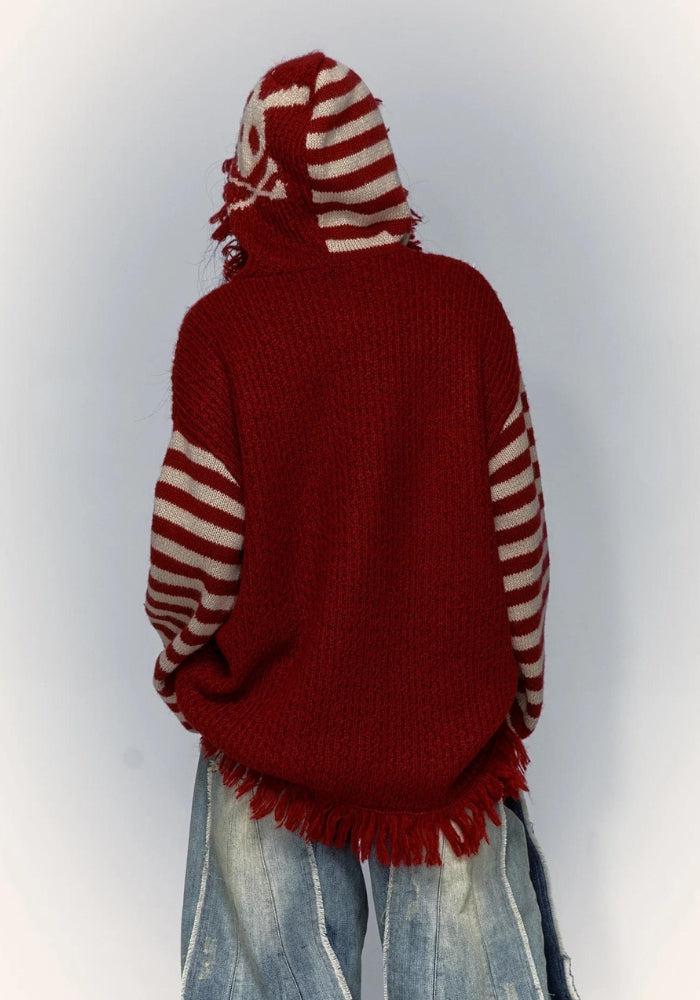 Style Core Aesthetics, New Style Trends - Grunge Tasseled Hooded Sweater