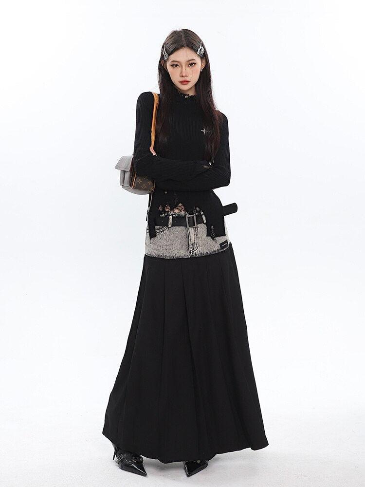 Style Core Aesthetics, New Style Trends - Grunge Turtleneck Distressed Sweater