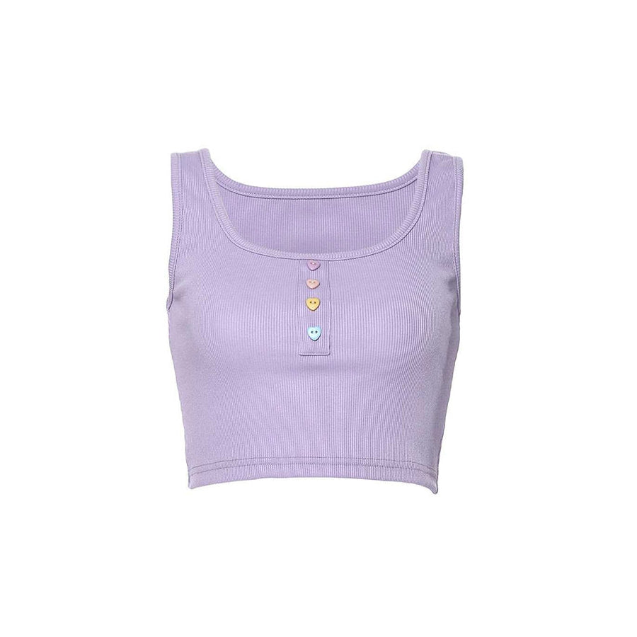 Style Core Aesthetics, New Style Trends - Heart Button Ribbed Top