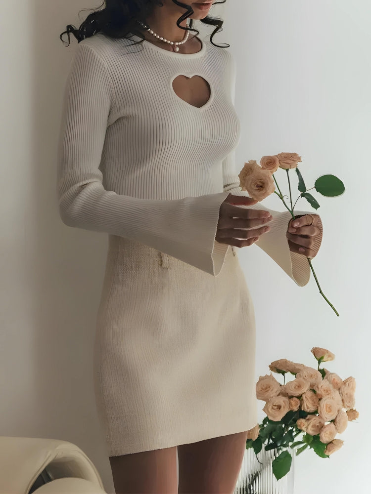 Style Core Aesthetics, New Style Trends - Heart Cut Out Corduroy Top