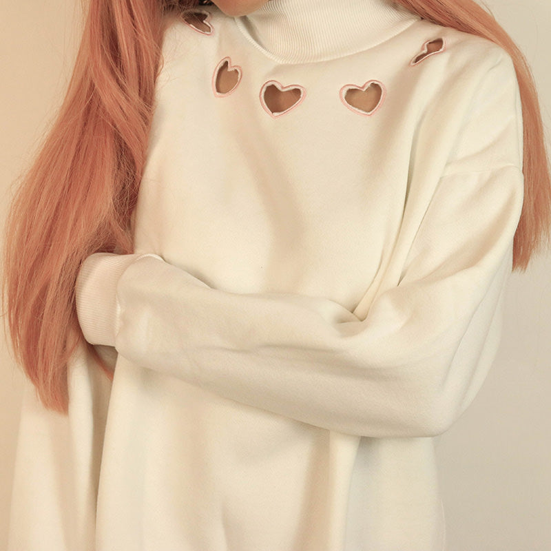 Style Core Aesthetics, New Style Trends - Heart Cut Out Sweatshirt
