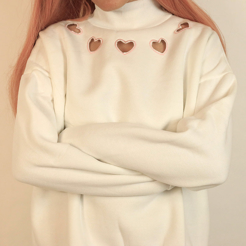 Style Core Aesthetics, New Style Trends - Heart Cut Out Sweatshirt