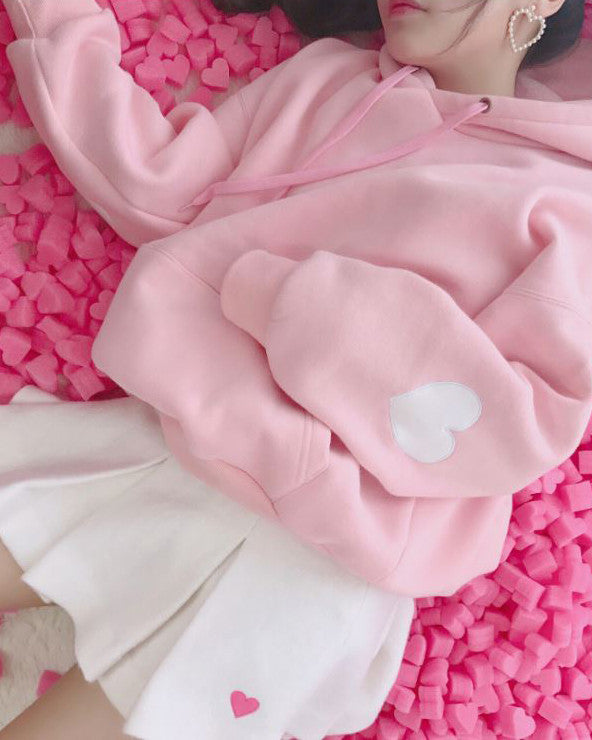 Style Core Aesthetics, New Style Trends - Heart Elbow Patch Hoodie