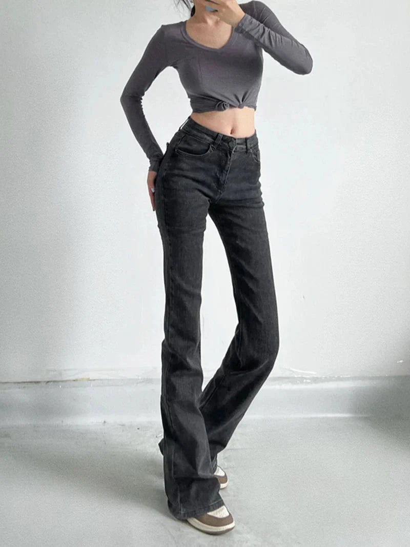 Style Core Aesthetics, New Style Trends - Heart Pocket Flare Jeans